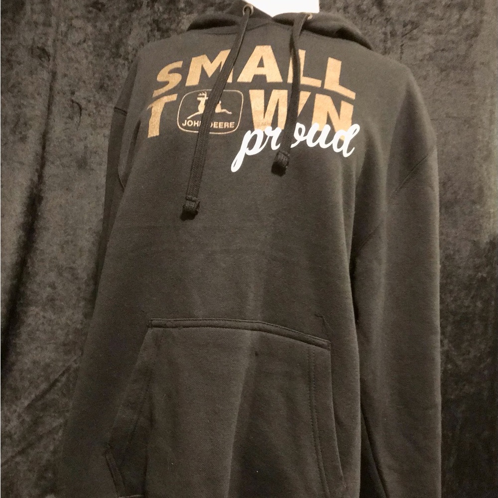 John Deere Small Town Proud Black Hoodie- M